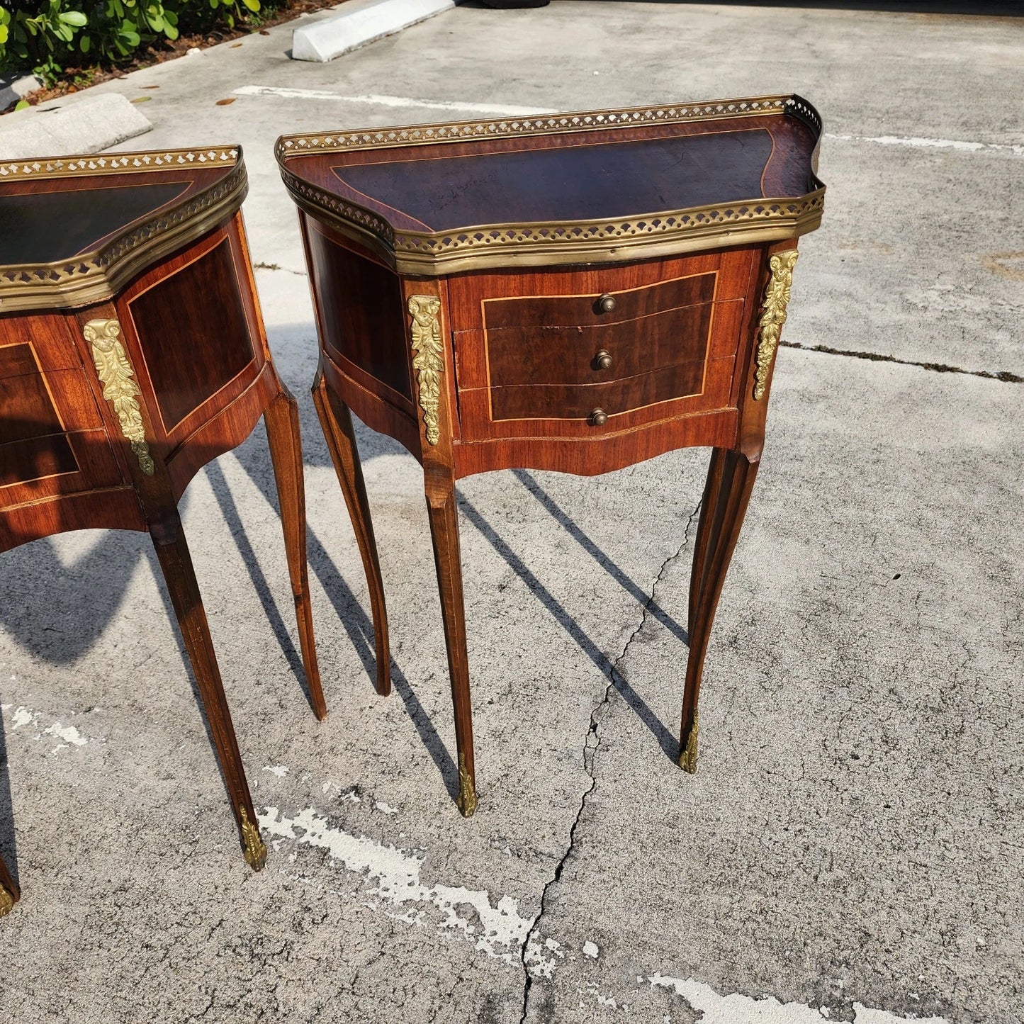 French Louis XV Bedside Tables Nightstands A Pair