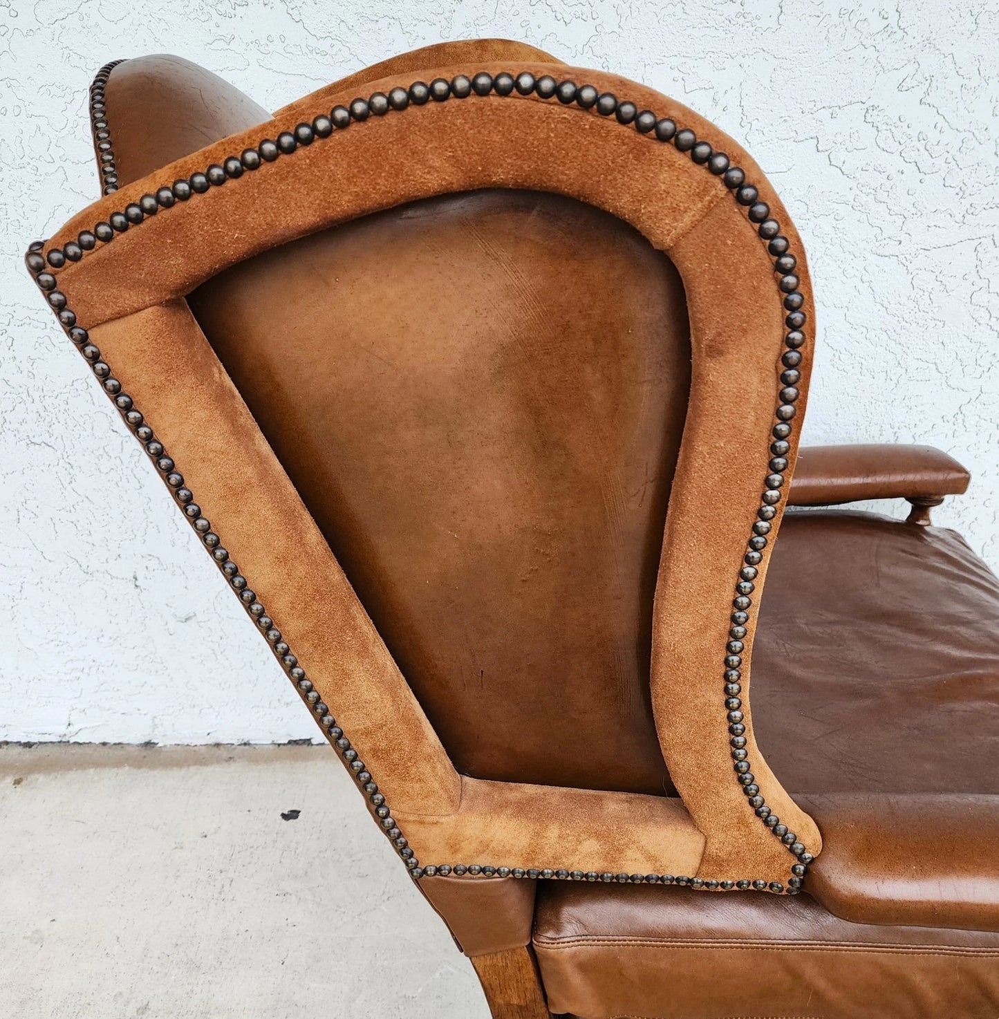Century Furniture Leather Wingback Club Chair