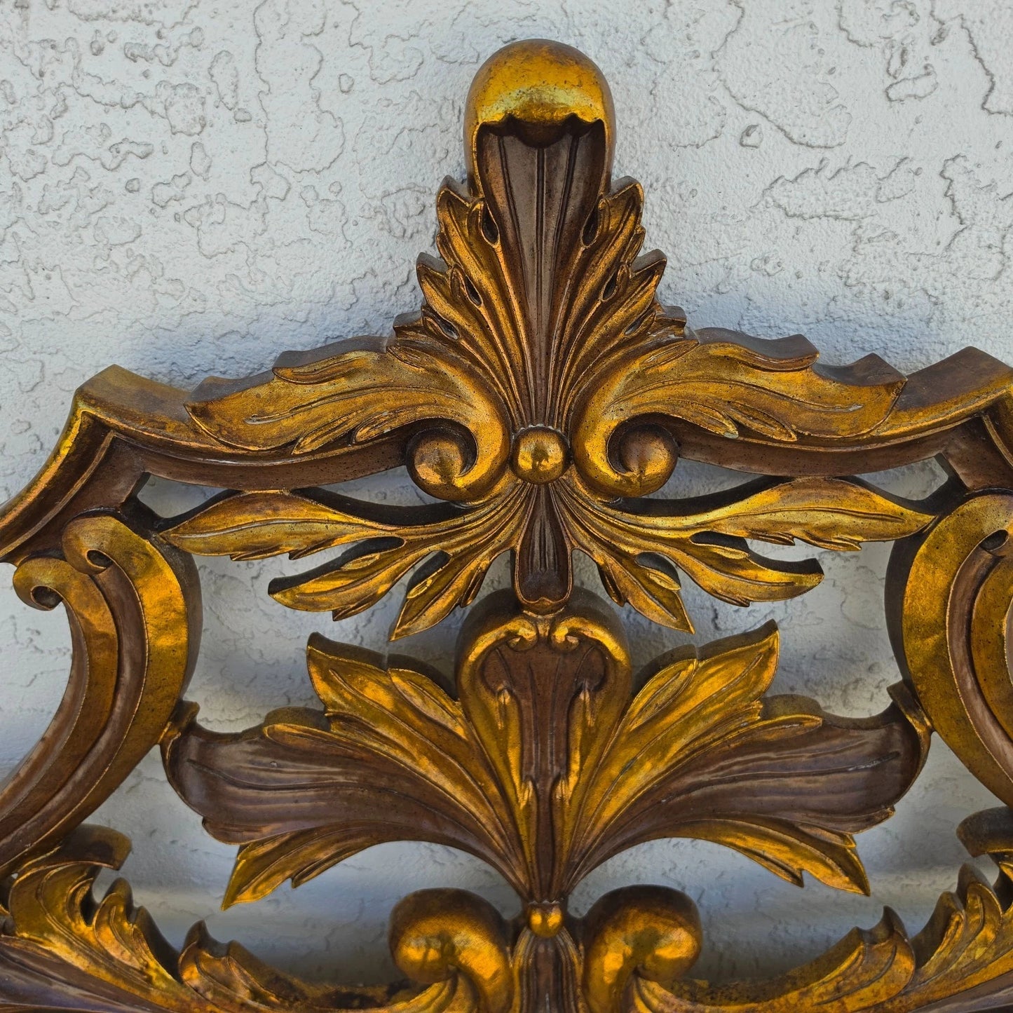 Mid Century French Rococo Louis XV Baroque Gold Gilt Metal King Headboard