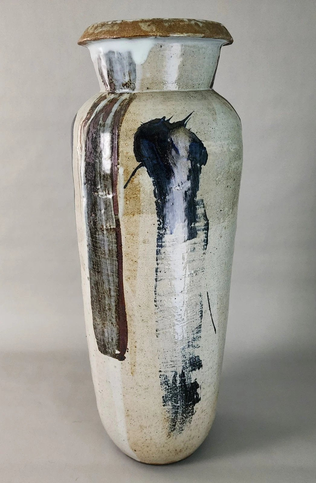 MCM Signed Ceramic Studio Pottery Vase Large 23"