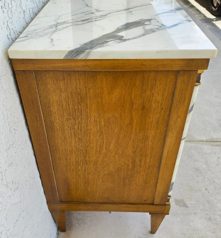 Mid Century Louis XVI Maison Jansen Style Marble Top Commode Dresser Sideboard