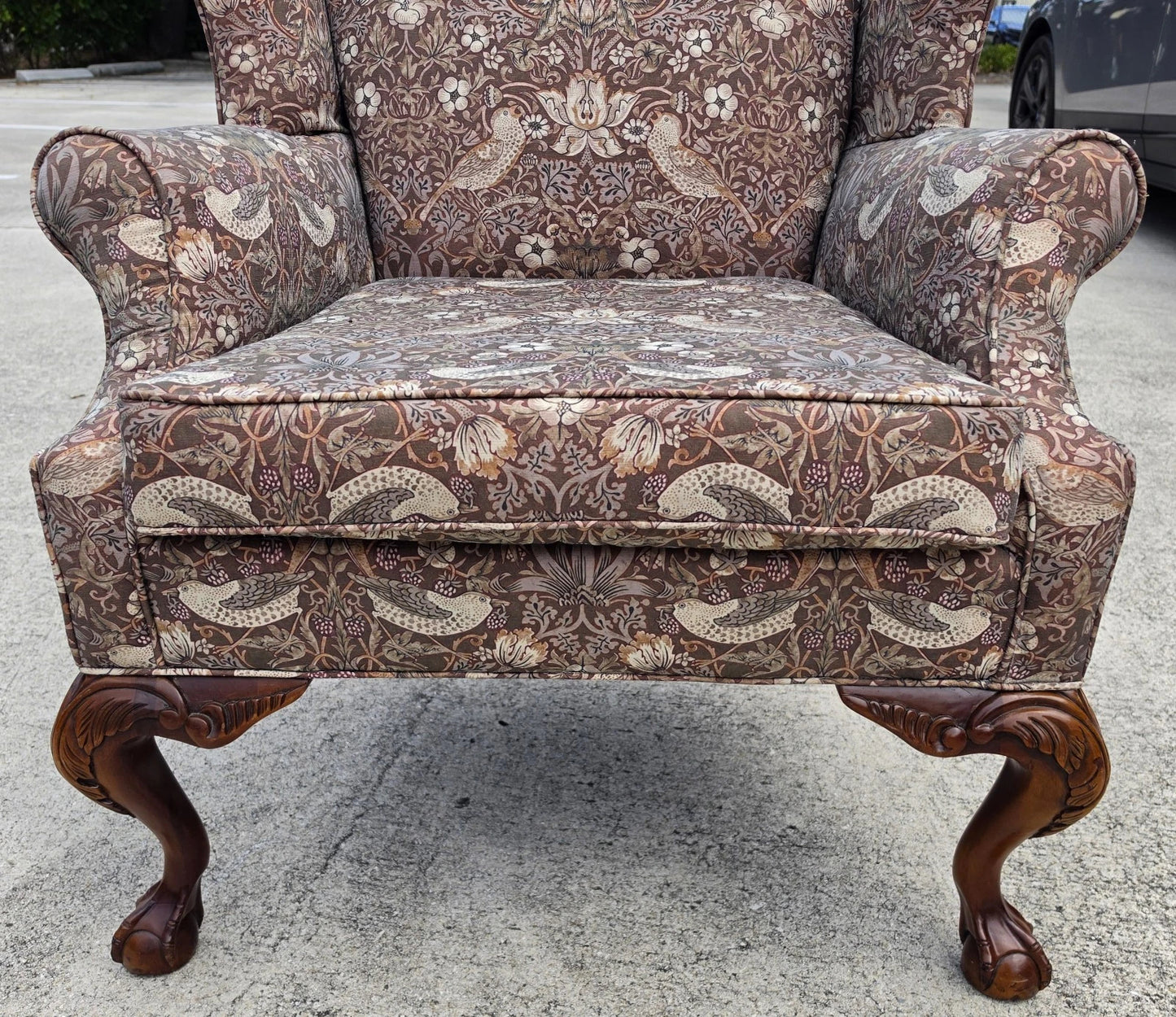 Vintage Hickory Chair Co Wingback William Morris Strawberry Thief Fabric