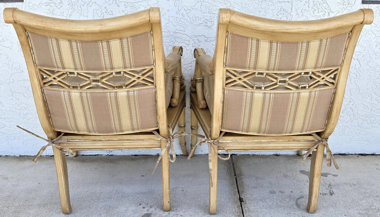 Century Furniture Regency Cane Seat Armchairs Pair