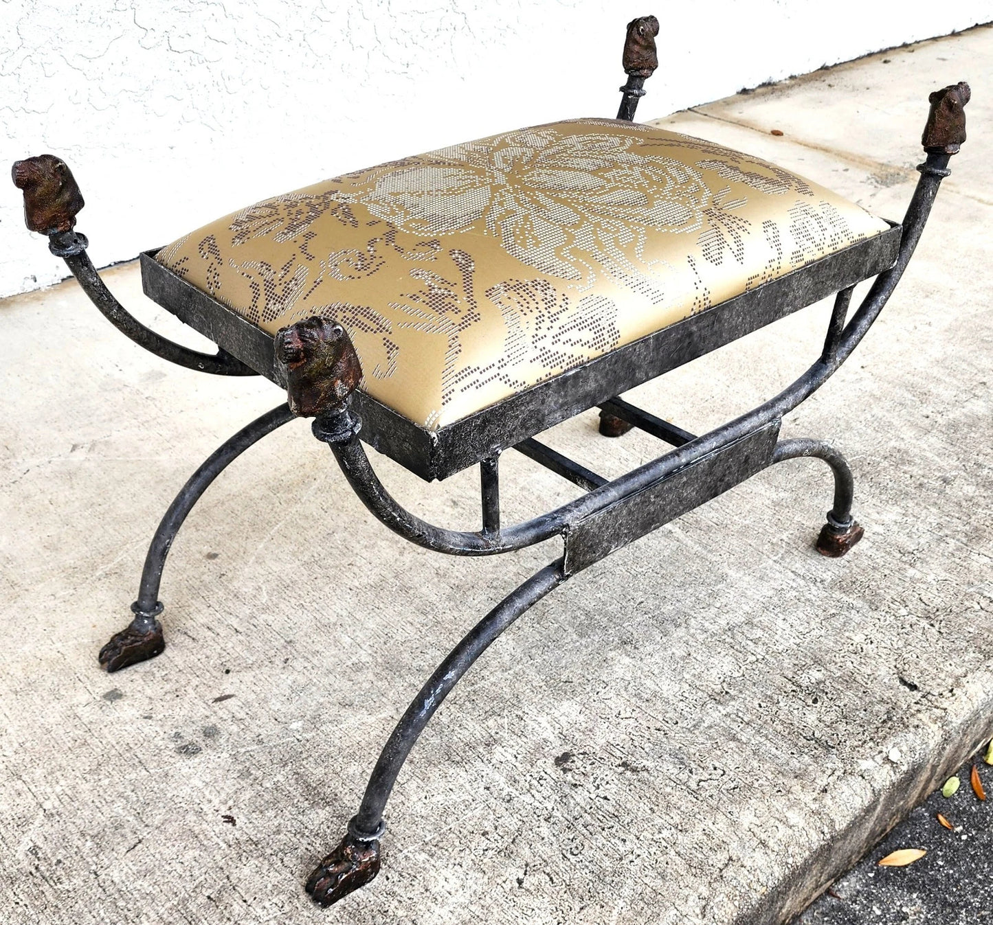 Curule Bench Footstool with Lion Motif