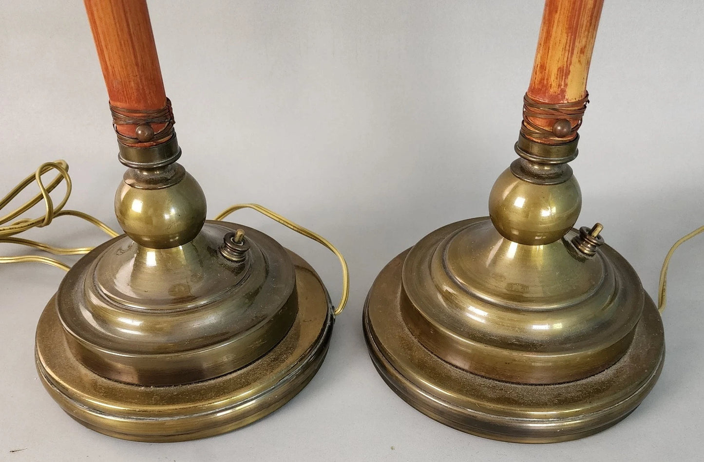 Hart & Associates Table Lamps Brass & Bamboo Vintage Pair