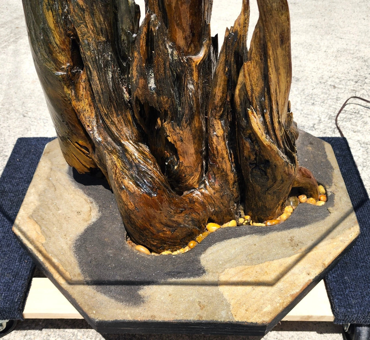 Monumental Driftwood Floor Lamp with Table