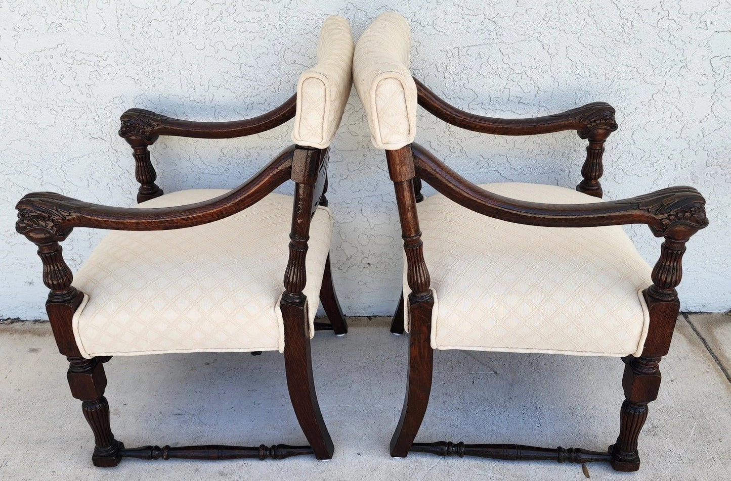 Chinoiserie Foo Dog Armchairs Pair Mid Century