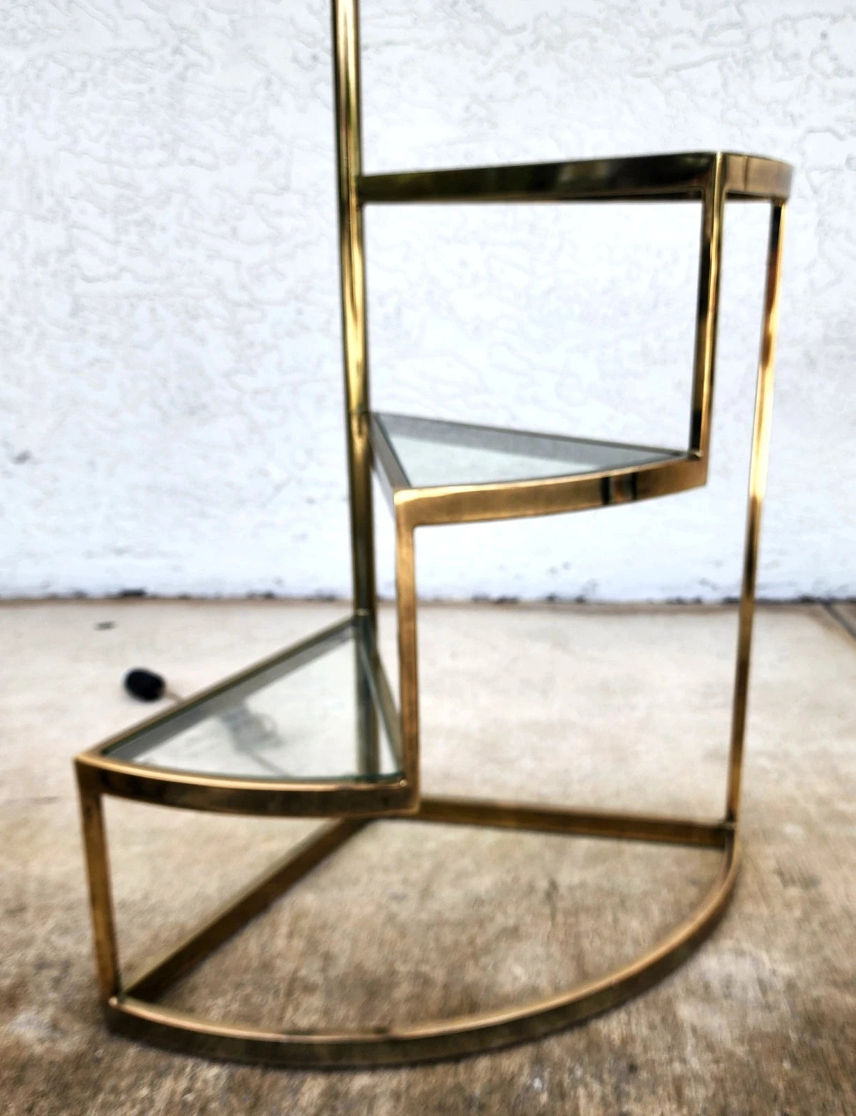 Vintage MCM Floor Lamp Table 3 Tier Step Brass & Glass
