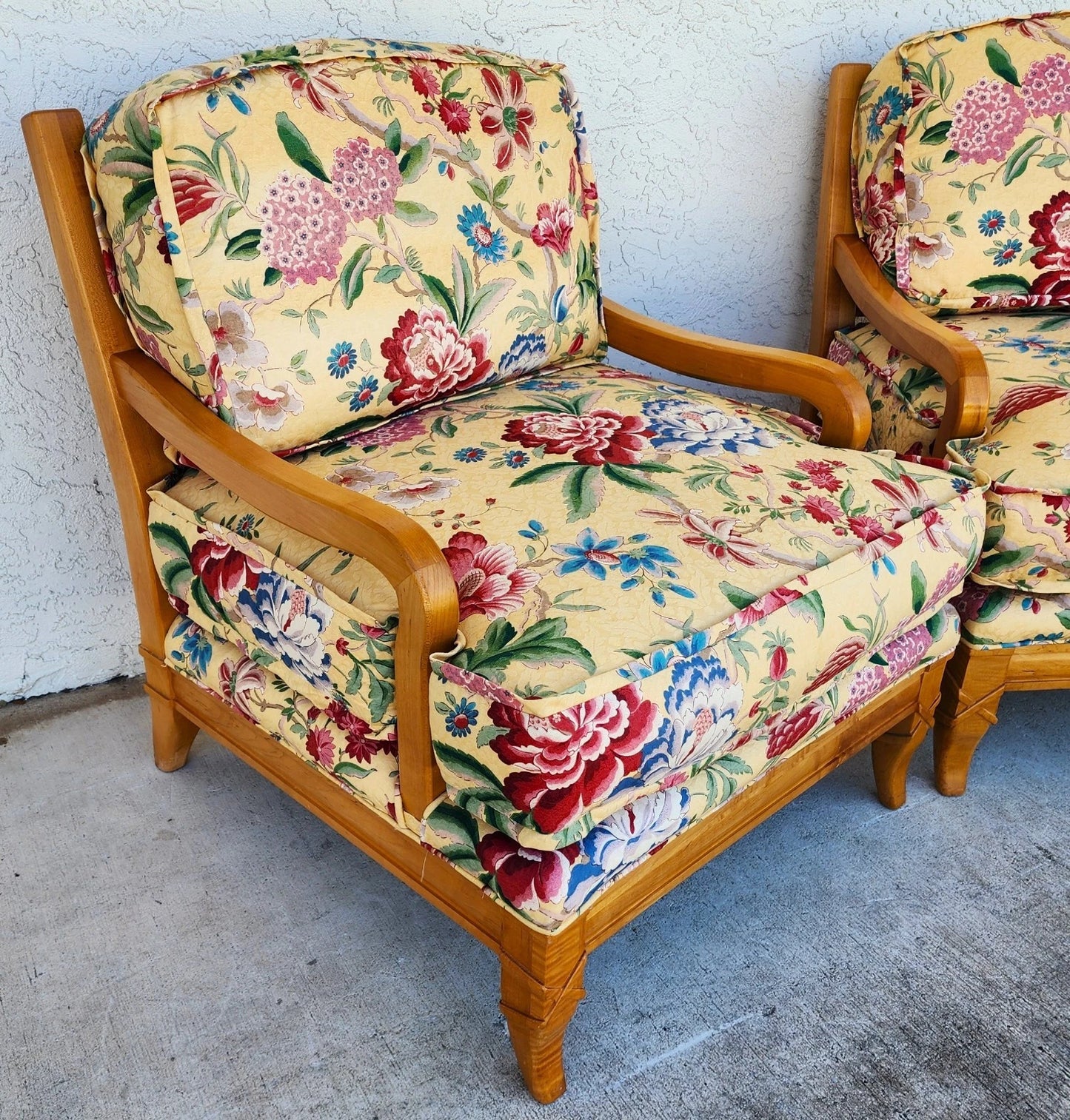 Antoinette Lounge Chairs Tropical Floral Pair