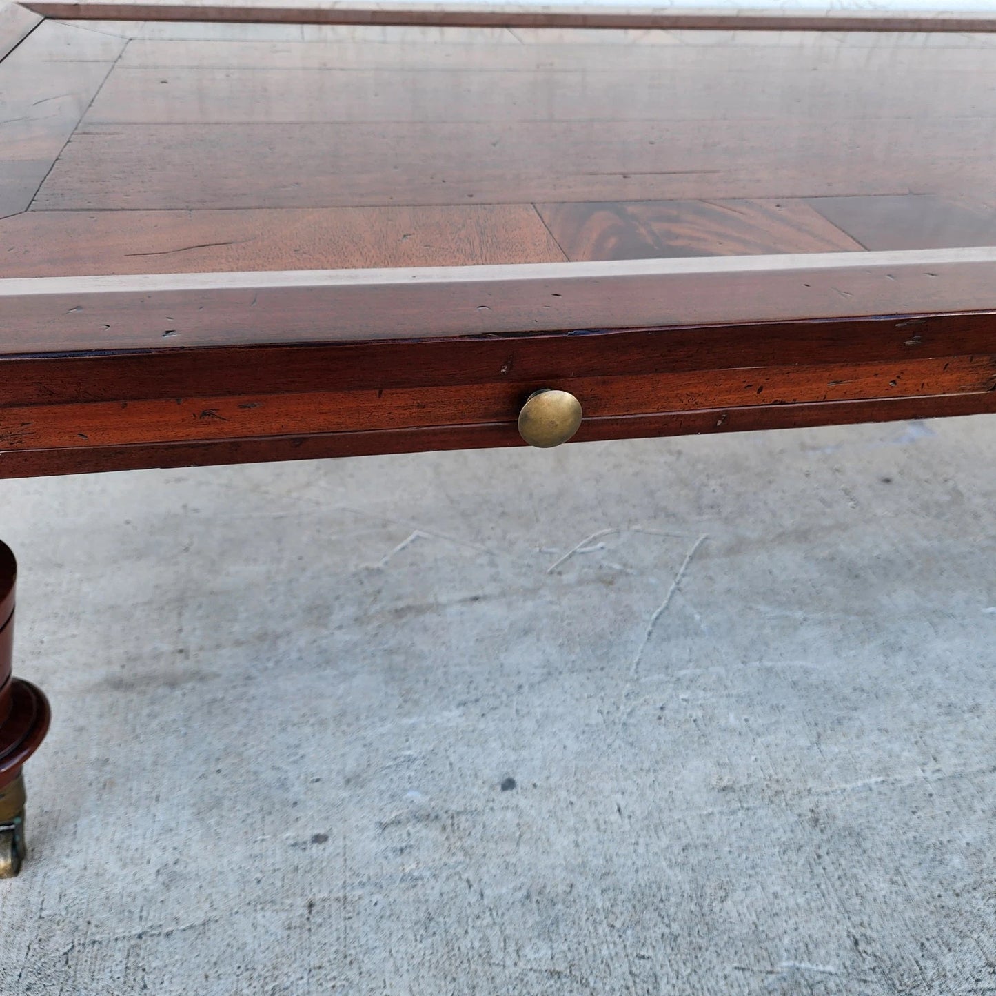 MCM Vintage Wood Inlay Extendable Coffee Table Rolling