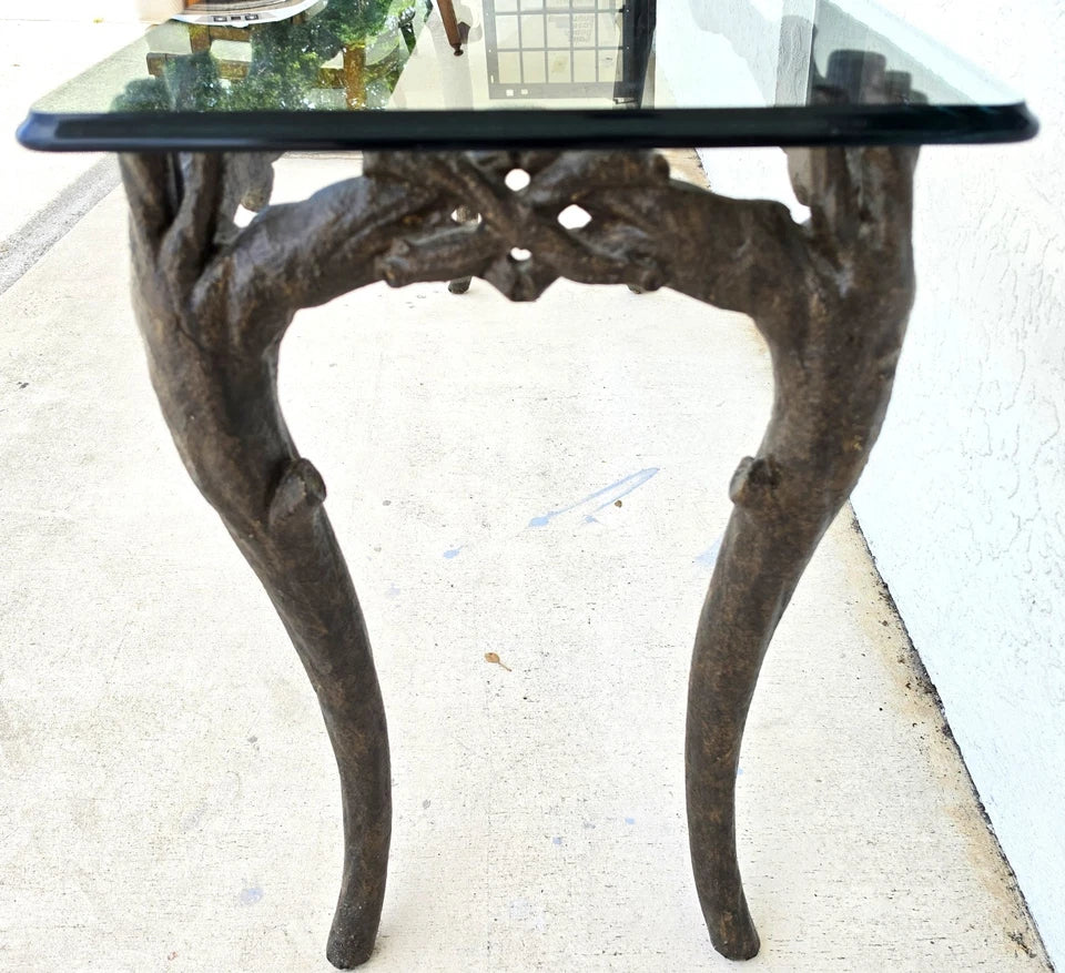 Patinated Bronze Faux Bois Branch Console Table Attributed to Carl Gillberg