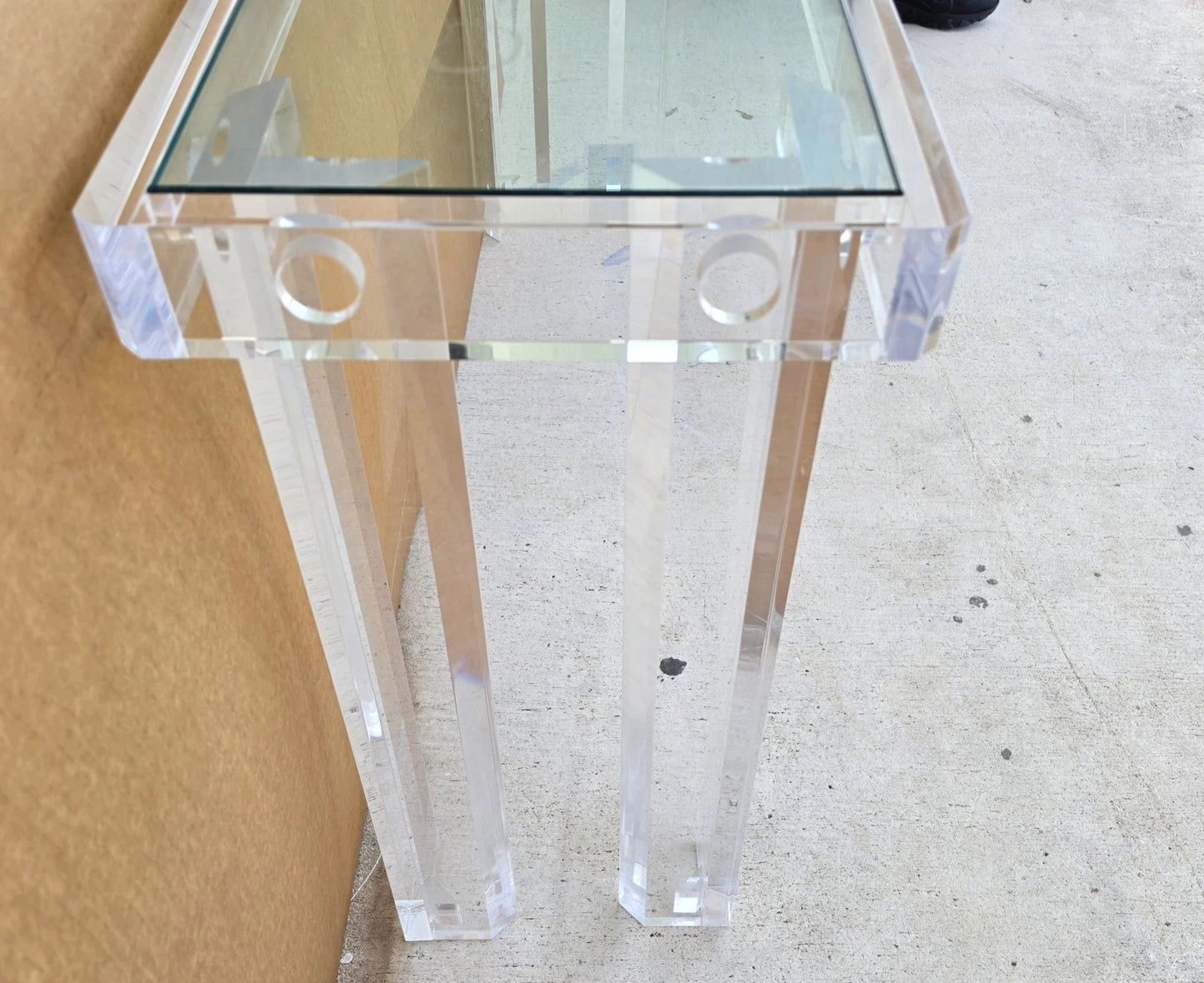 Vintage 1970s Mid-Century Modern Lucite Console Sofa Table