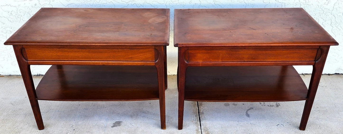 Mid Century Walnut End Tables Pair MCM