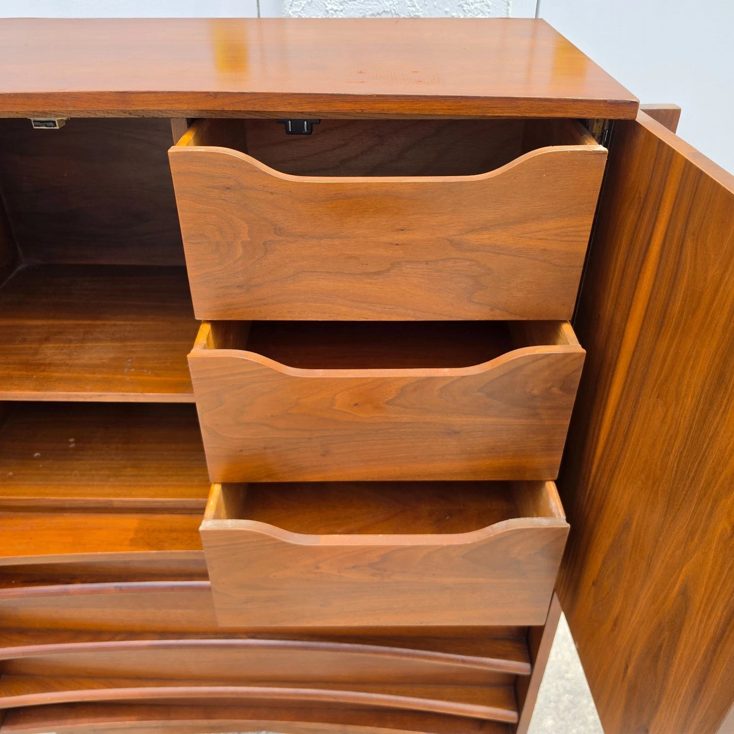 Mid-Century Walnut Highboy Dresser by Young Manufacturing Co. MCM