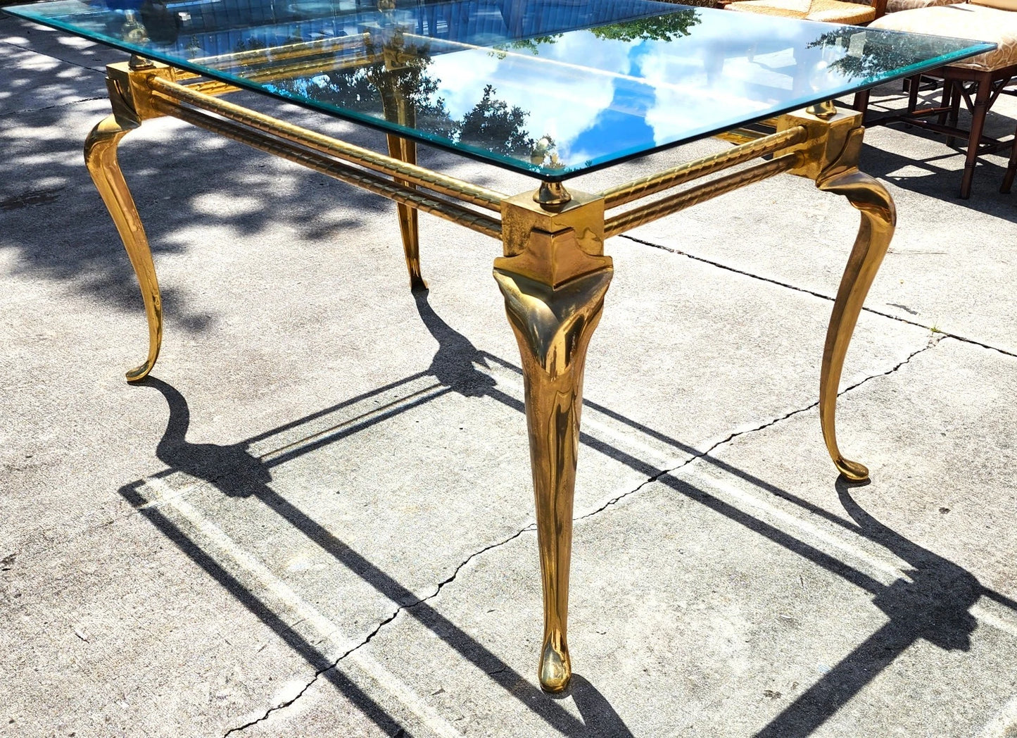 La Barge Brass Dining Table Desk 1970s