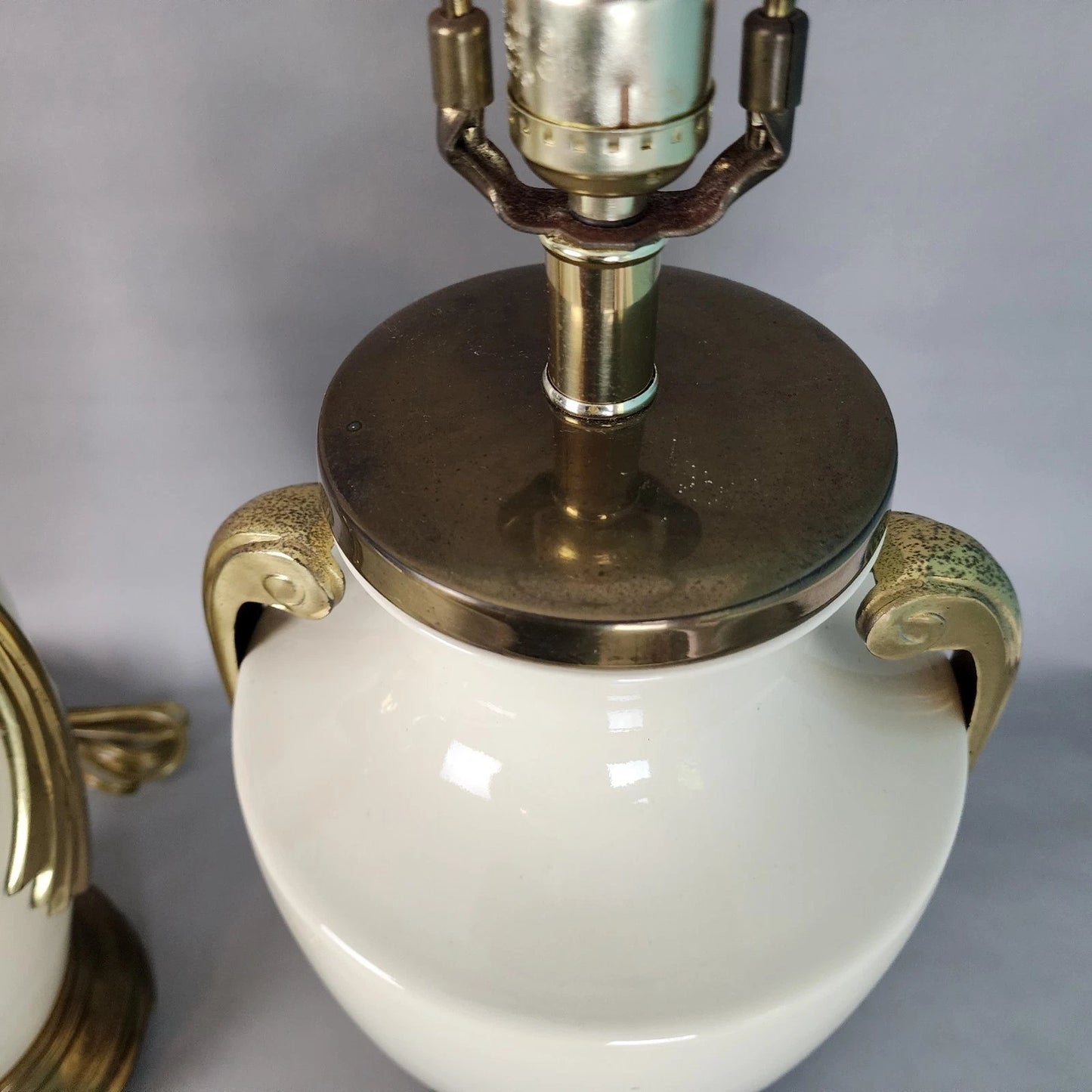 Vintage Art Deco Table Lamps Ceramic Brass A Pair
