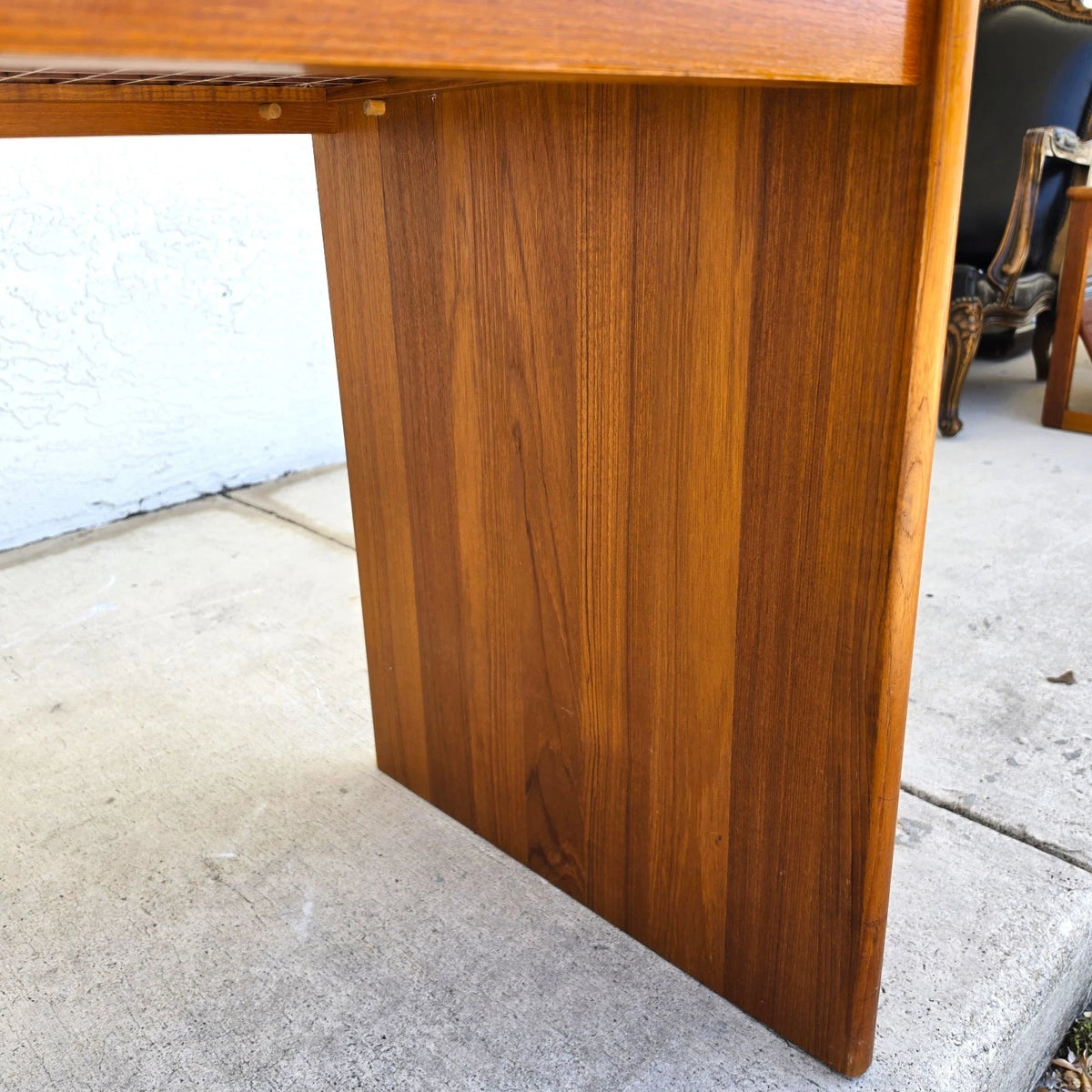 Vintage Komfort Danish Lattice Pattern Teak and Glass Console Table
