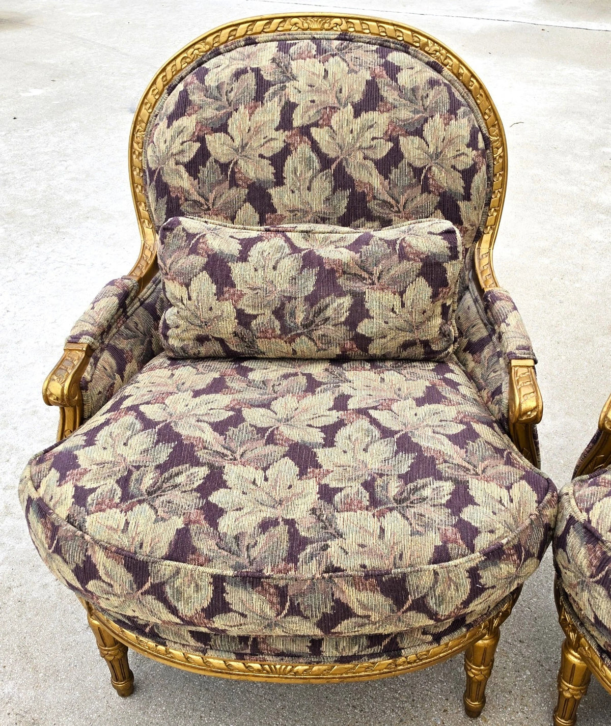 D & D Building NYC French Louis XVI Style Giltwood Oversized Bergère Armchairs