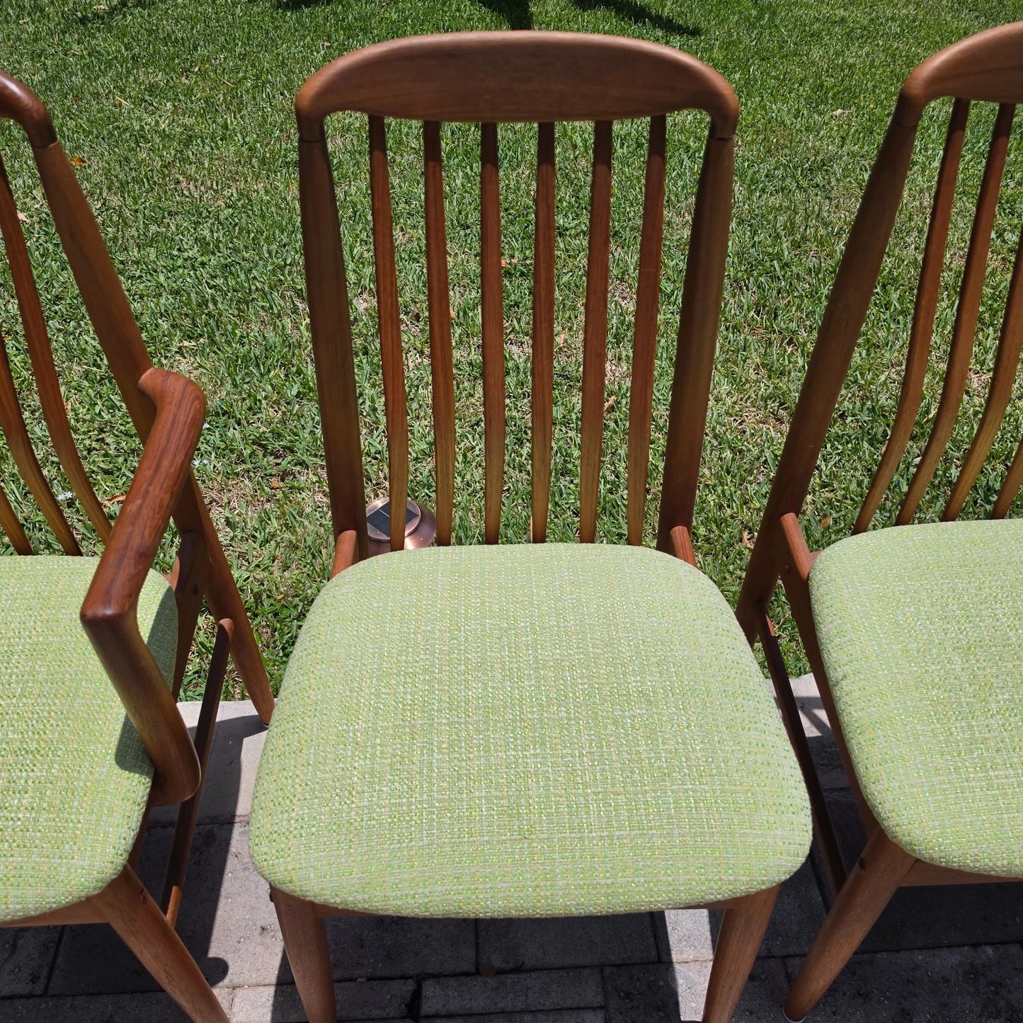 Vintage 1970s Benny Linden Solid Teak Sculptural Dining Chairs Set of 4