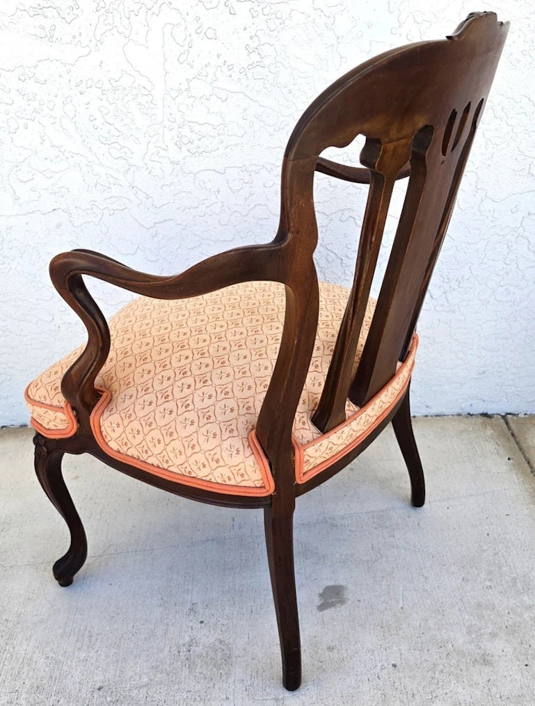 19th Century Antique Art Nouveau Edwardian Carved Walnut Armchair