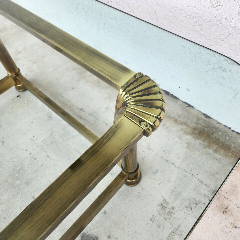 Mastercraft Style Coffee Table Brass Glass 1970s