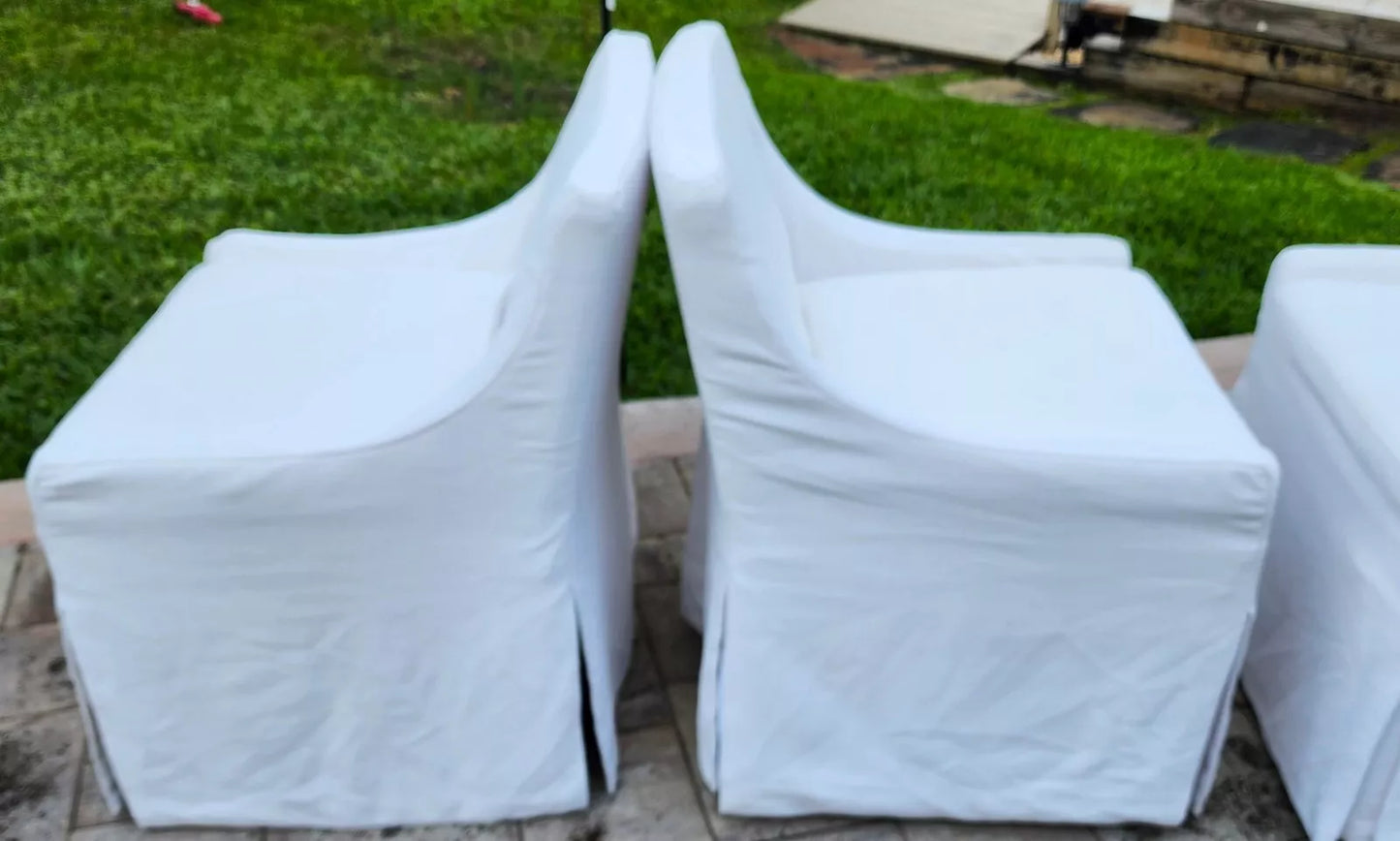 Restoration Hardware Low Belgian Slope Arm Slipcovered Dining Side Chairs RH