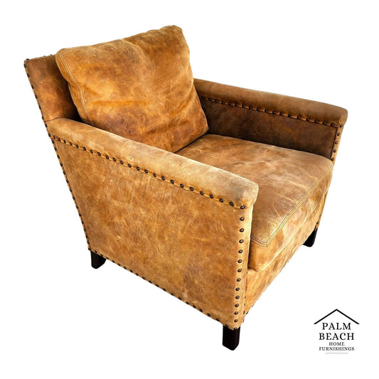 Lillian August Saddle Leather Club Chair MCM Ralph Lauren Style
