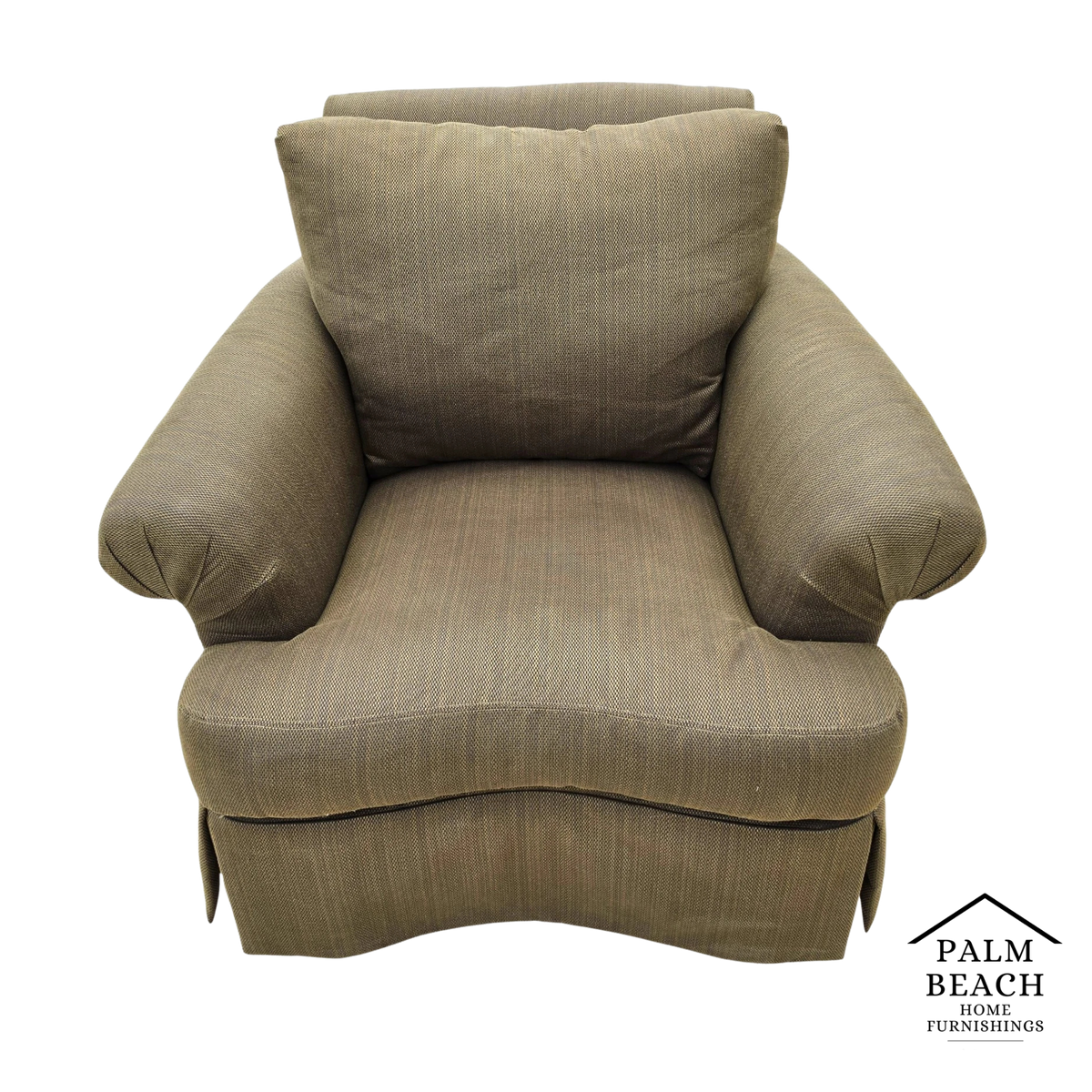 Paul Robert English Roll Arm Swivel Club Chair Skirted Lounge Olive Green