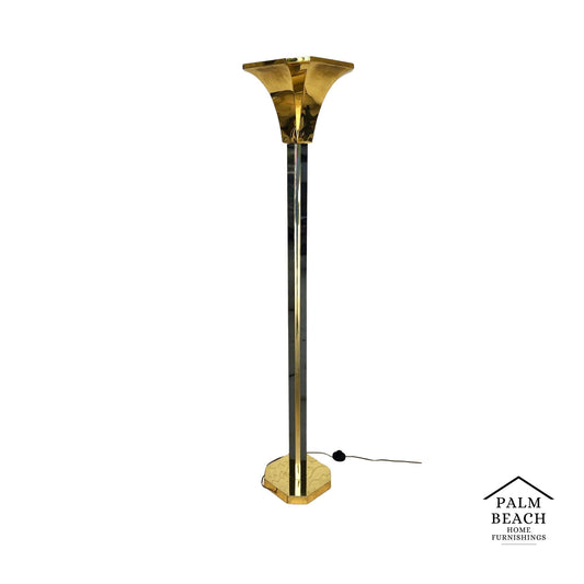 MCM Fredrick Raymond Style Brass & Chrome Floor Lamp