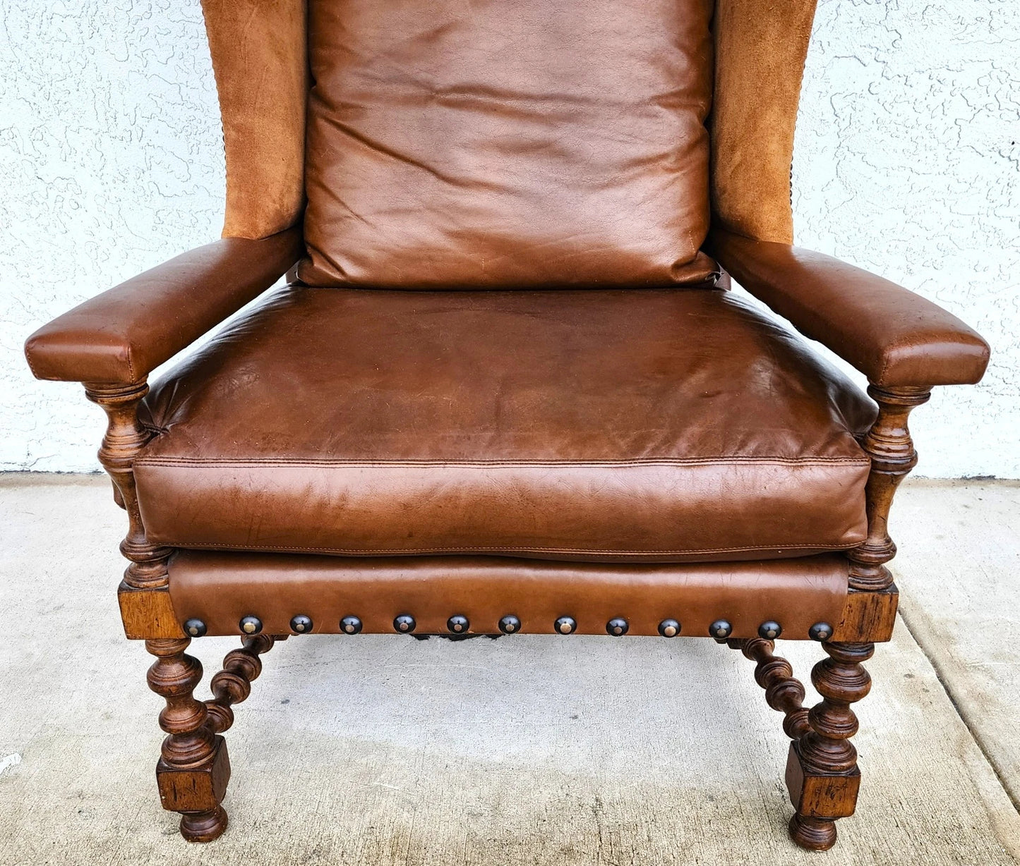Century Furniture Leather Wingback Club Chair