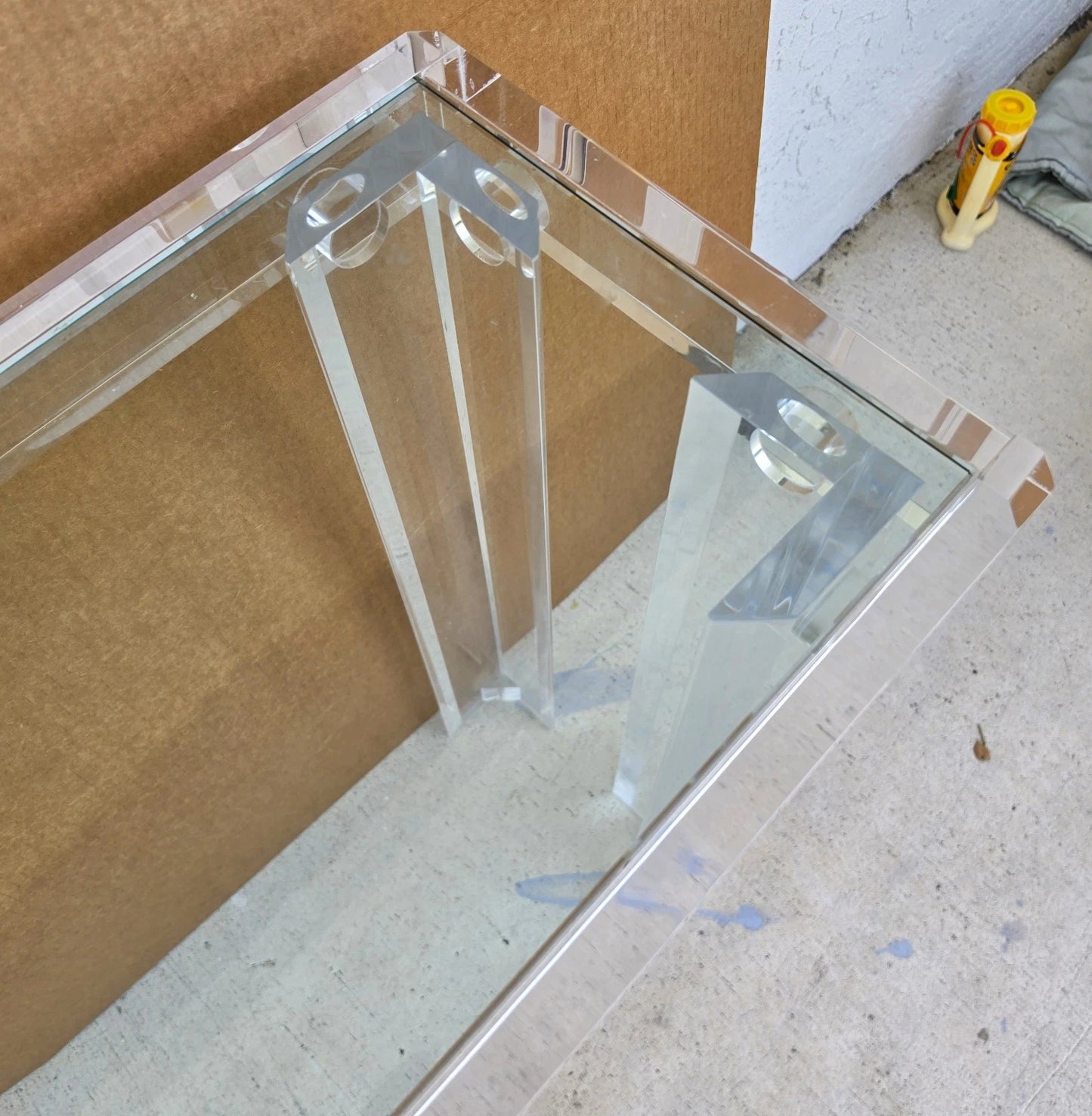 Vintage 1970s Mid-Century Modern Lucite Console Sofa Table