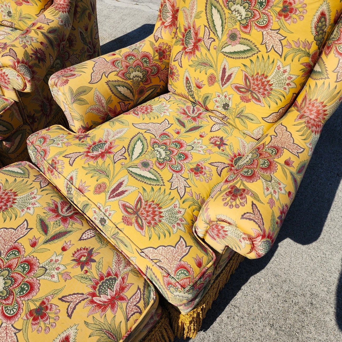 Taylor King Wingback Lounge Chairs & Ottomans Pair