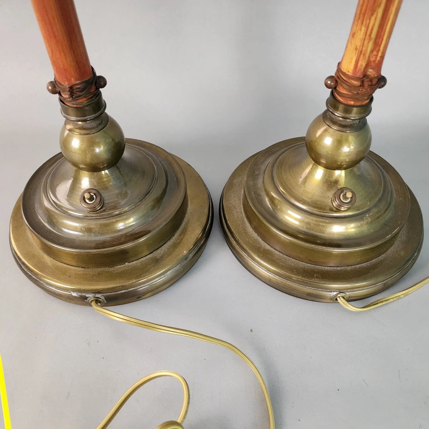 Hart & Associates Table Lamps Brass & Bamboo Vintage Pair