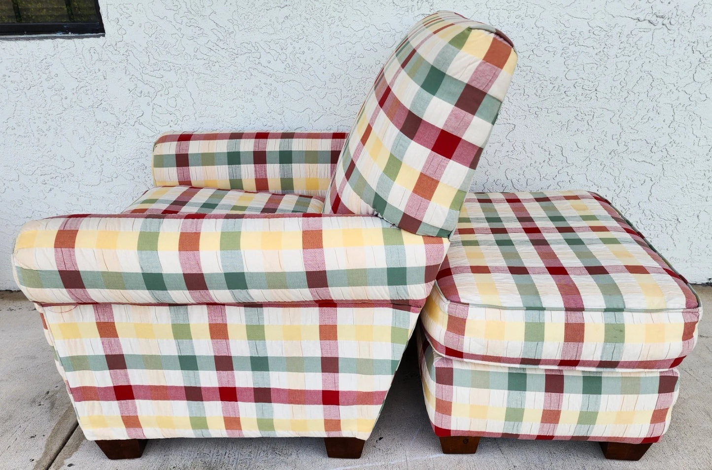 English Country Club Chair & Ottoman Shabby Chic