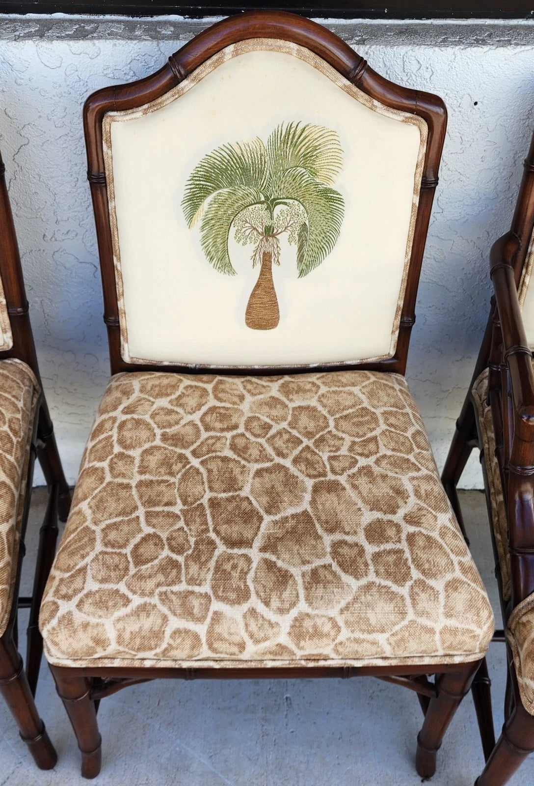 Vintage Chinese Chippendale Dining Chairs Bamboo Set of 8