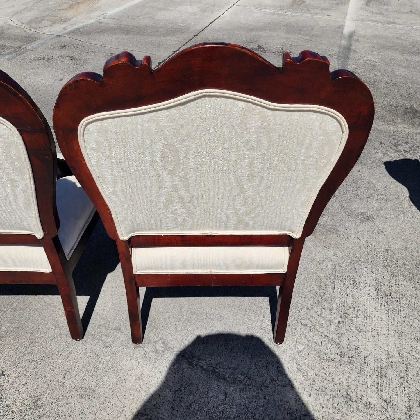 Antique Asian Rosewood Carved Foo Dogs Armchairs Set of 2