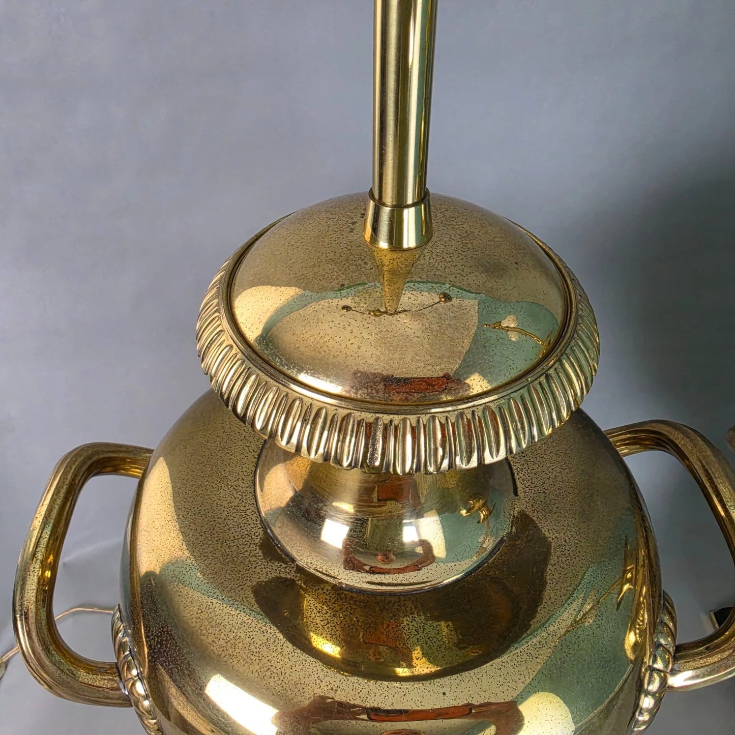 Vintage Marbro Polished Brass "Hydria" Table Lamps Dual Light A Pair