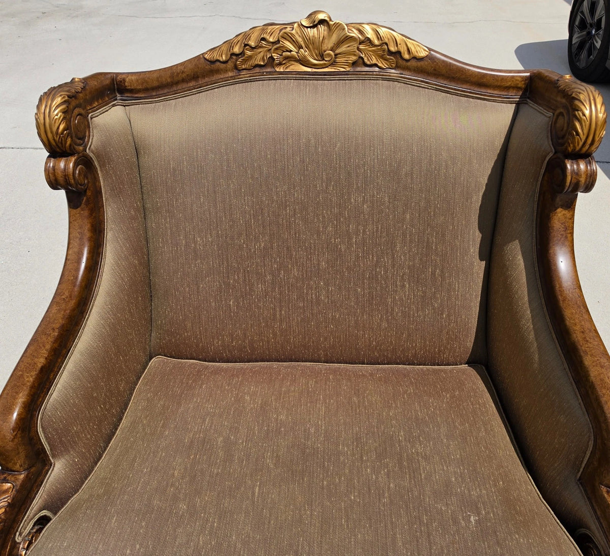 Marge Carson Style French Louis XV Ornate Caved Settees Loveseats Pair