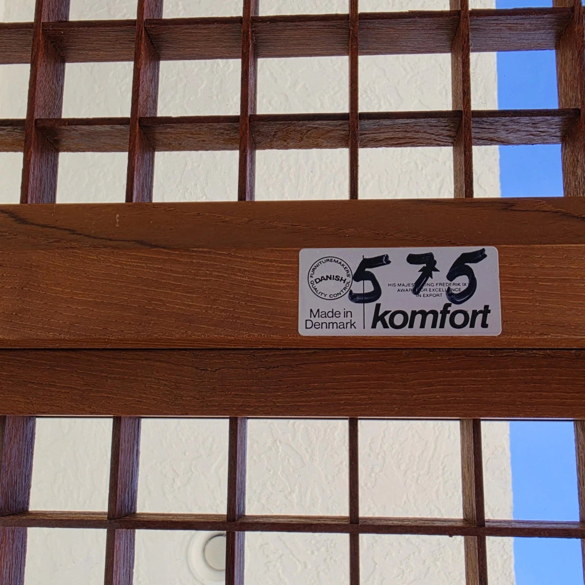 Vintage Komfort Danish Lattice Pattern Teak and Glass Console Table