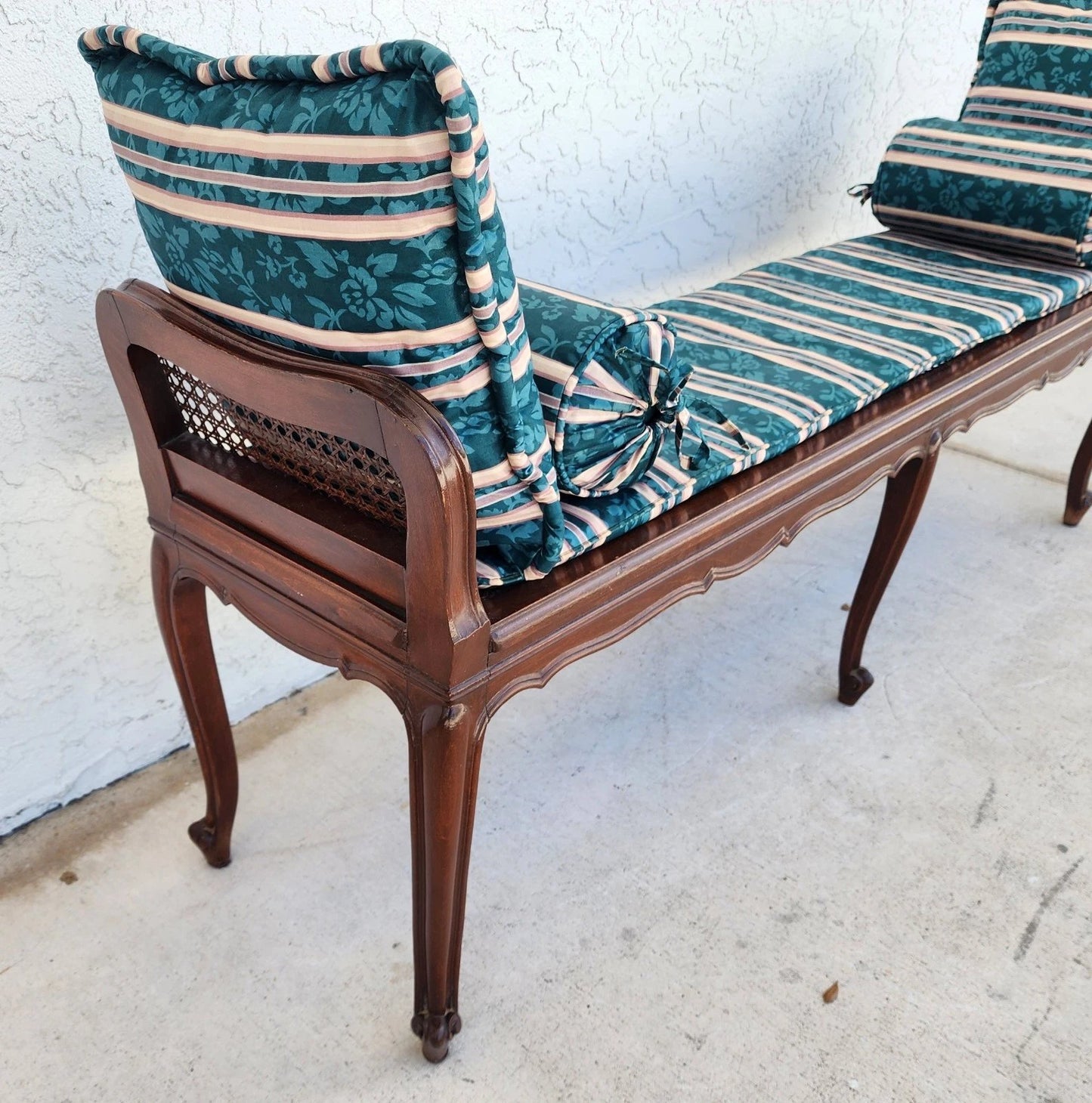 Vintage French Country Cane Bench