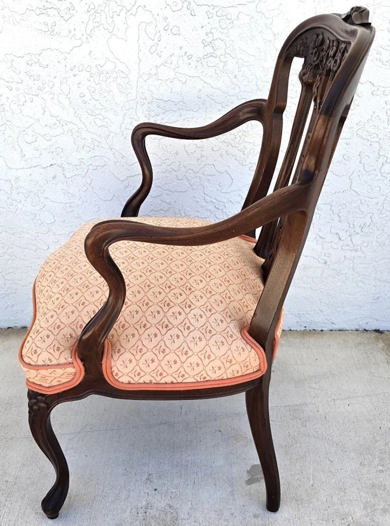 19th Century Antique Art Nouveau Edwardian Carved Walnut Armchair