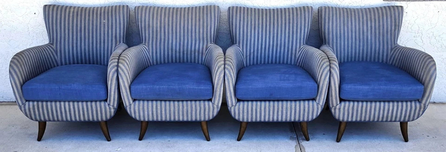 1950s MCM Edward Wormley Gio Ponti Style Armchairs Set of 4