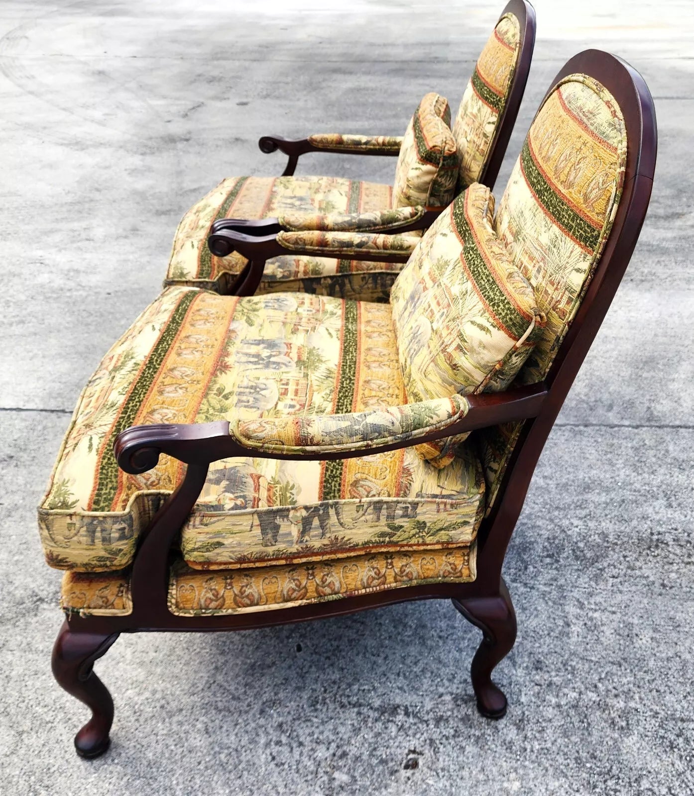Lexington Armchairs Asian African Style Elephants Monkeys