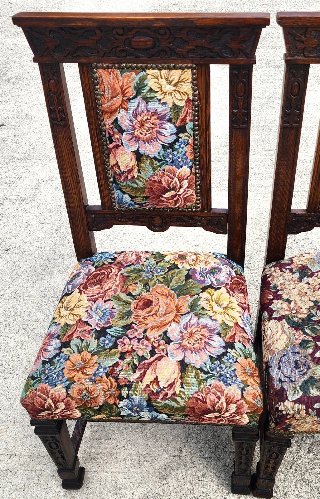 Antique English Oak Dining Chairs 1800s Set of 6