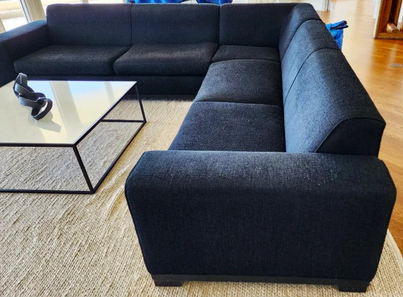 Thayer Coggin MCM Black Linen Sectional Sofa