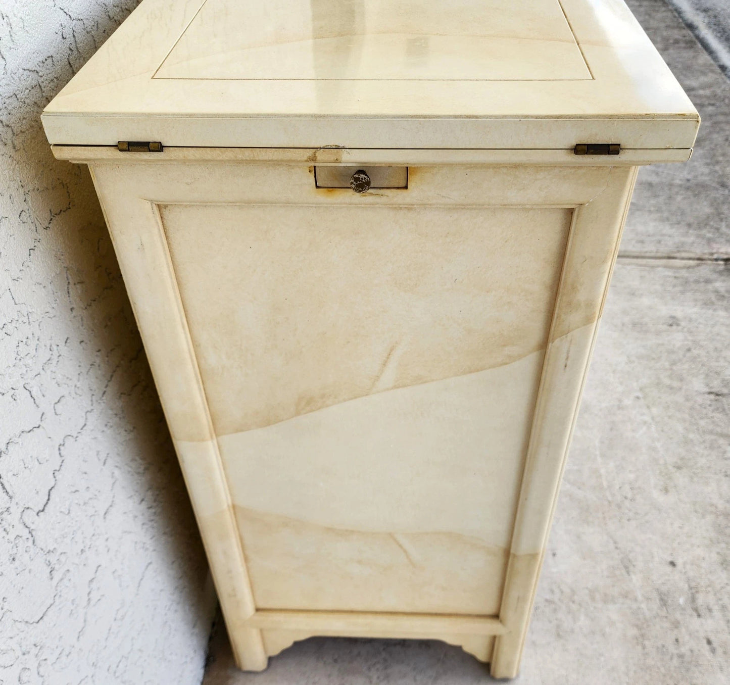 Vtg HENREDON by Roy Coleman Lacquered Bar Buffet Faux Goat Skin Asian Style