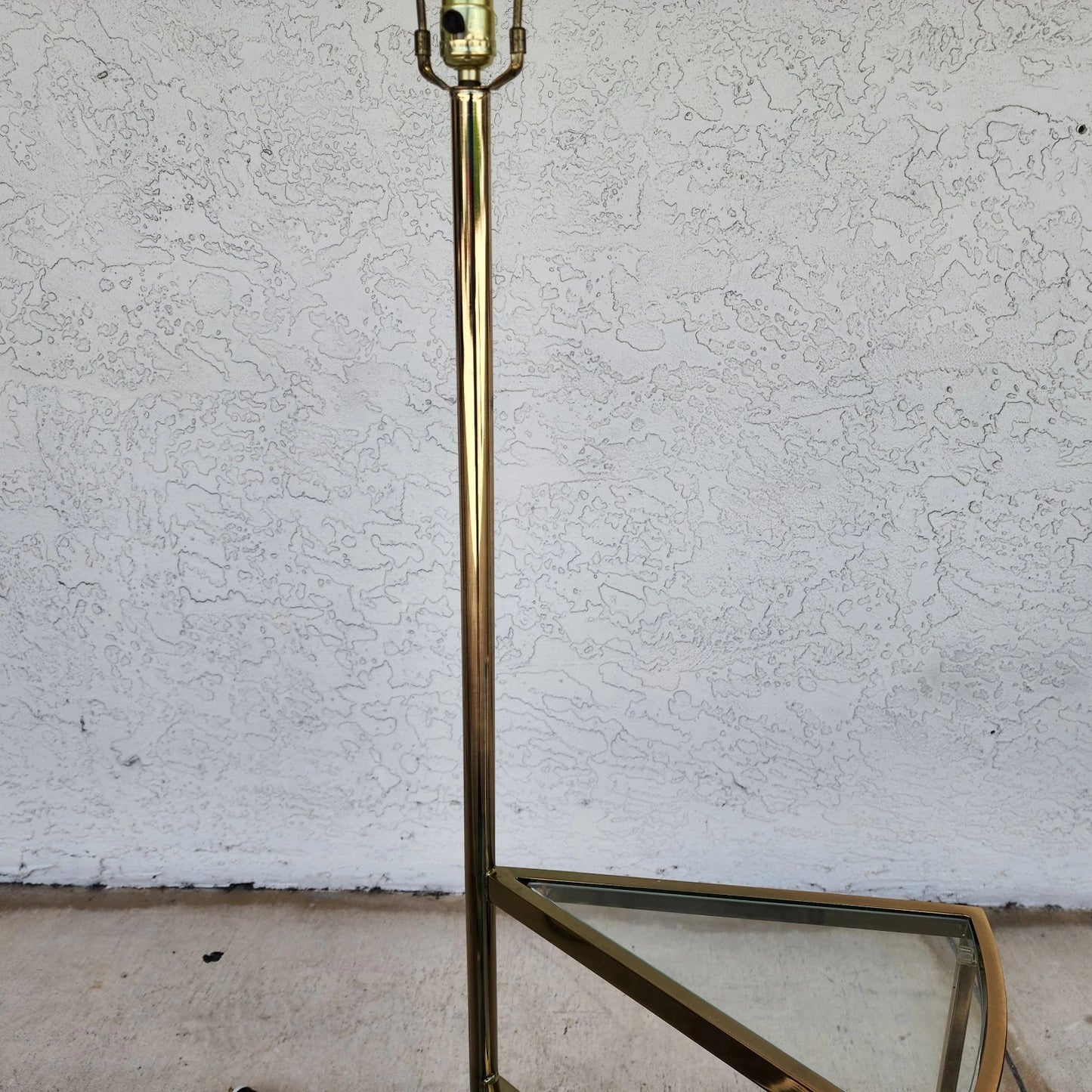 Vintage MCM Floor Lamp Table 3 Tier Step Brass & Glass