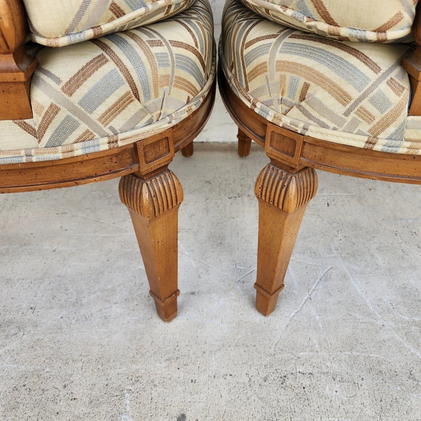 French Louis XVI High Back Accent Dining Chairs Pair