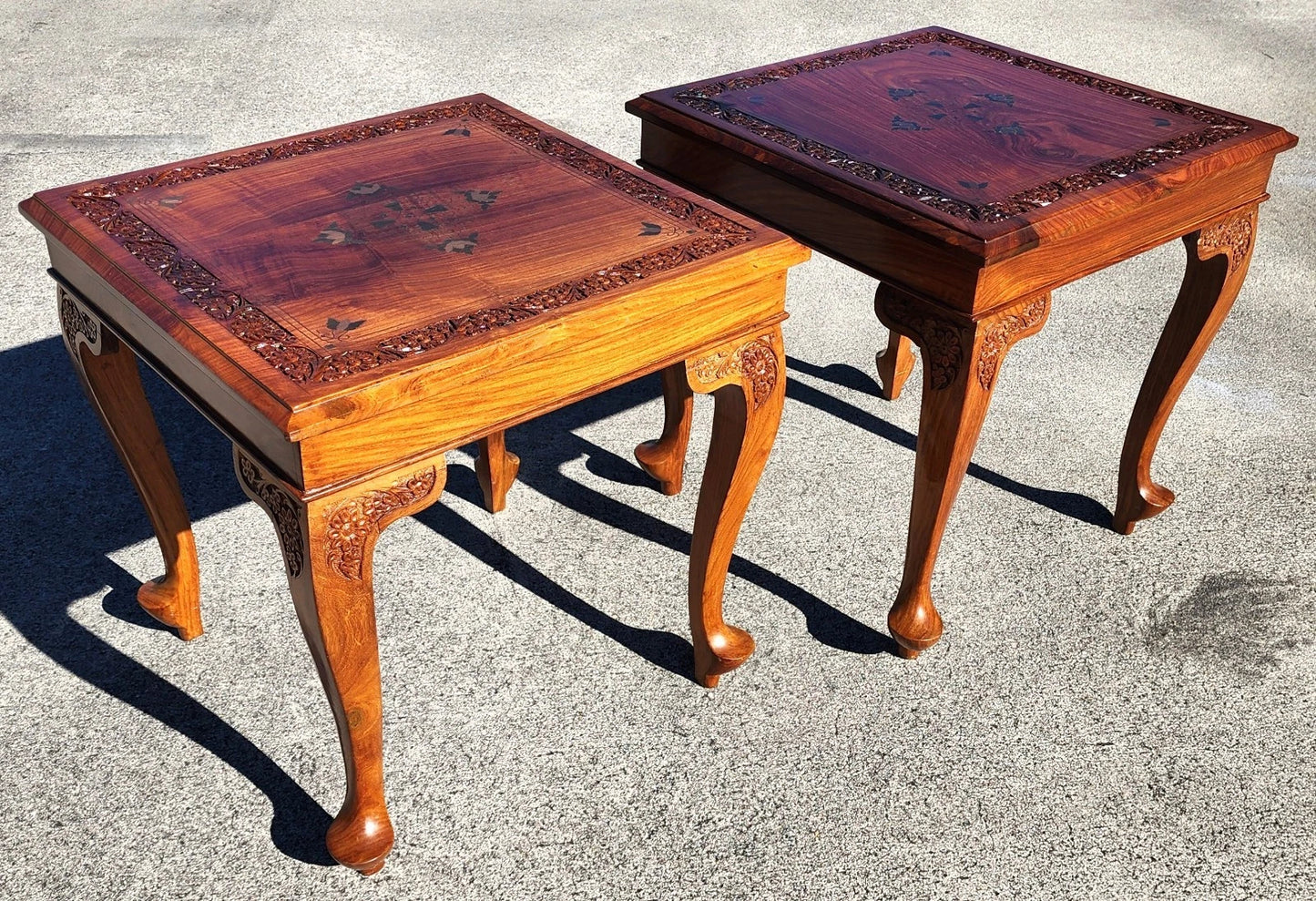 Anglo Indian Walnut Side Tables Pair