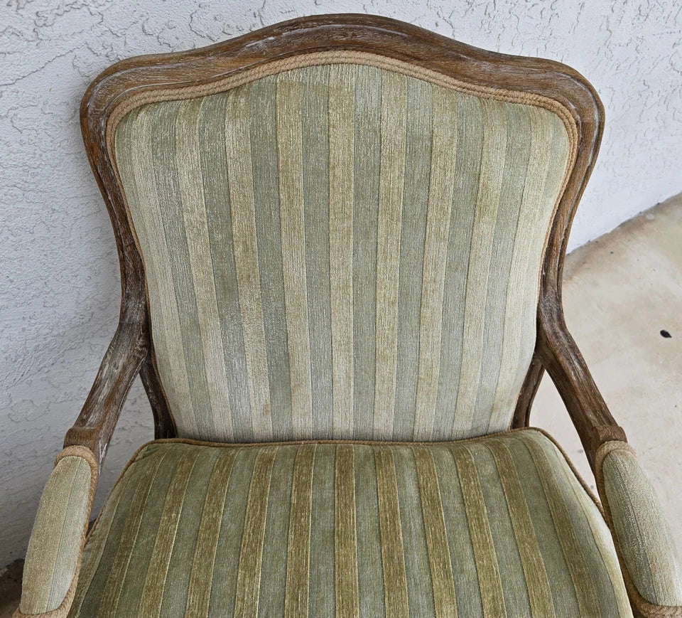 Plush Velvet French Country Fauteuil Armchairs Pair